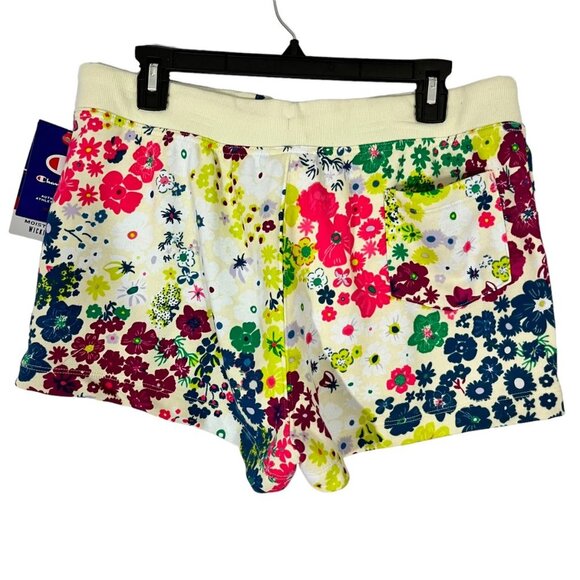 NEW CHAMPION FLORAL SHORTS WOMENS MEDIUM FLOWER POWER MULTI COLOR FRENCH TERRY N - Picture 3 of 8